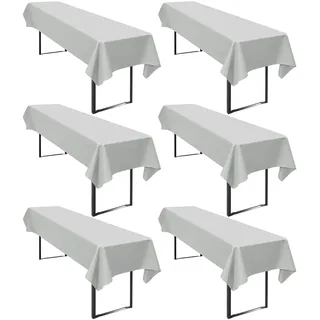 6 Stück Tischdecke Bierzeltgarnitur 100 x 250cm Grau Biertischdecke für 50-70 cm Tischbreite, Polyester wasserdichte & Wiederverwendbar Biertisch Tischdecken für Biertischgarnitur