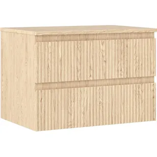 Mexen Rivel Badezimmerschrank unter Waschbecken 70 cm mit Arbeitsplatte, 2 Schubladen, geriffelt, Eiche - 91A20-07047-2-BFFC81 - Braun
