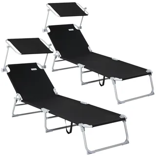 Gartenliege Hawaii 2er-Set Anthrazit Alu 190x60x30cm