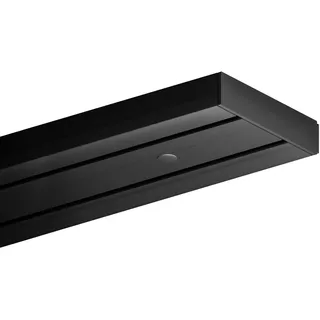 Bestlivings Gardinenschiene 90cm 2-läufig, Schwarz, Set montagefertig | Vorhangschiene mit ruhigem Innenlauf, Stecksystem, vorgebohrte Deckenmontage, formstabiler Kunststoff, kürzbar - Made in EU