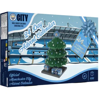 FOCO Offiziell Lizenziertes Manchester City FC BRXLZ 3D Bricks Konstruktionsspielzeug Modell Weihnachtsbaum Adventskalender 24 Tage