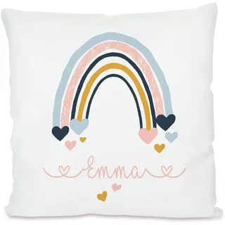 Manufaktur Liebevoll I Kissen Regenbogen mit Namen für Mädchen I Namenskissen in 40x40 cmI Besonderes Geschenk und personalisierte Geschenkidee für Kinder