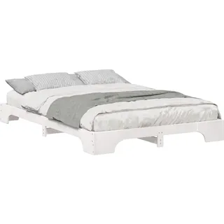 vidaXL Bettrahmen Weiß 140 x 220 cm Massives Kiefernholz - Weiß