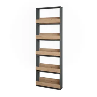 Vicco Weinglasregal Repose Goldkraft Eiche/Anthrazit 60 x 180 cm , Honigeiche, Anthrazit , Holzwerkstoff , 5 Fächer , Rechteckig , 60x180x15.1 cm , Wohnzimmer, Regale, Bücherregale