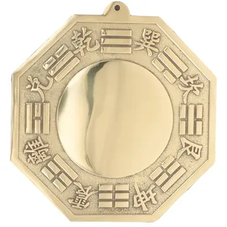 Yardwe Bagua-Spiegel Aus Reinem Kupfer Mit Konvexem Design, Feng Shui Türdekoration Zum Schutz Vor Negativer Energie, 16 cm Goldener Wandspiegel Für Zuhause Und Büro