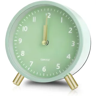 TNSLAND Wecker Analog ohne Ticken, Analoger Wecker mit Alarmfunktion und Nachtlicht, Batteriebetrieben, ohne Ticken, Leises Quarzwerk, Tragbarer Alarm Clockfür Schlafzimmer, Büro Grün