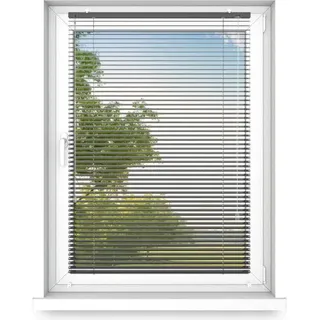 time4blinds - Jalousien Fenster Innen ohne Bohren, Alu Jalousie Aluminium Rollos, Glänzendes Schwarz, Links, 700x1100 - Schwarz