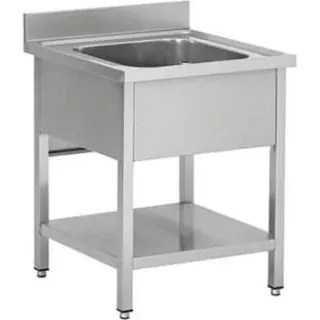 Spültisch Aus Edelstahl, Ein Becken Mitte, 80 X 60 - Silber