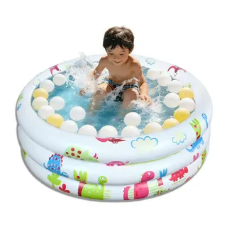 Planschbecken Ø 90 Rund, Aufblasbarer Kinderpool, Mini Planschbecken für Babys, Planschbecken für Balkon, Niedlich Babypool Zum Aufblasen, für Outdoor/Gärten/Strände