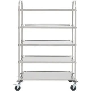 vidaXL 5-Stufiger Servierwagen 107 x 55 x 147 cm Edelstahl - Silber