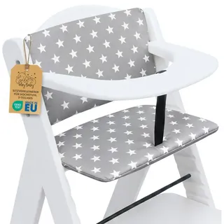 Totsy Baby Sitzverkleinerer für Hochstuhl Baby Sitzkissen Stuhl 2-teilig - Kinder Sitzauflage für Hauck und Stokke Kinderhochstuhl High Chair Cover für Treppenhochstuhl und Babystuhl Sterne und Grau
