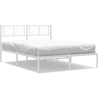 vidaXL Bettgestell mit Kopfteil Metall Weiß 120x200 cm - Weiß