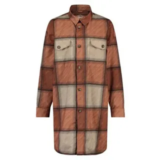 Agu Oversized Rain Langarmhemd - Cinnabar Check - XS