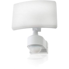 HUBER LED Strahler mit Bewegungsmelder 360° 20W, 1800lm - sehr sensibel durch 3 Sensoren und Matrixlinsen, inkl Unterkriechschutz und Bereichsbegrenzung, Wand und Eckmontage, IP65, weiß