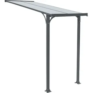 HOME DELUXE - Vordach Haustür CUBIS - Größe: Small - 148 x 150 x 258 cm - Anthrazit, Gestell: Aluminium, inkl. Polycarbonat Platten I Hautürvordach Pultdach Glasvordach - Grau