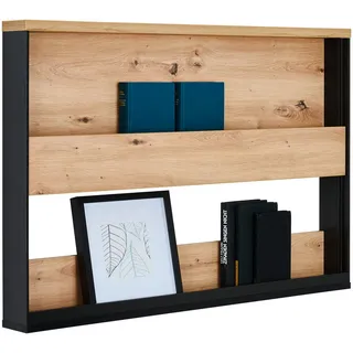 VOLEO Wandregal, Schwarz, Eiche Artisan, Holzwerkstoff, 92x63 cm, Beimöbel erhältlich, hängend, Küchen, Küchenmöbel, Küchenregale