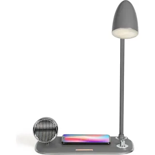 LIVOO Nachttischlampe Induktionsladestation Smartphone Bluetooth USB TEA291G grau