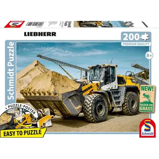 Schmidt Spiele Schmidt 56552 - LIEBHERR Radlader L580, Puzzle mit Poster, 200 Teile aus NATPAX® Graspappe