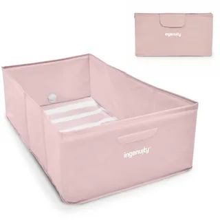 Ingenuity Tuckaway Faltbare Babybadewanne, Kleinkinderbadewanne, verwandelt Dusche in Badewanne, Zusammenklappbar, Leicht zu reinigen, Keine Montage erforderlich, 12M-5J, Rosa
