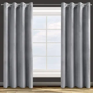 OEM Design91 Samtvorhang Ösen Ösenschal Blickdichte Vorhänge Samt Velours 140x250 Samtvorhänge ROSA (Silber)