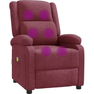 Ohrensessel mit Massagefunktion Weinrot Stoff - Rot