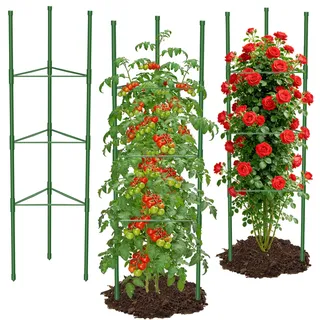 MYMULIKE Tomaten Rankhilfe 3 Stück, Extra groß130x43cm Pflanzenhalter für Tomate, Einstellbar Höhe Garten Rankhilfe für Tomate, Wobei Rosen, Tomaten und Gurken Frei Wachsen