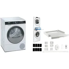 Siemens WQ33G2D40 Wärmepumpentrockner für 8 kg Wäsche & CARE + PROTECTUniversal-Zwischenbaurahmen, Platzsparender Zwischenbausatz, Universell für Waschmaschinen mit Tiefe 47-62 cm