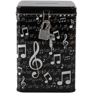 I-TOTAL® – Lustige Spardose mit Vorhängeschloss und Schlüssel, Sparbüchse aus Metall mit Verschluss (Musik)