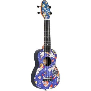 Ortega Guitars Sopran Ukulele Akustisch – Keiki K2 Series – Inklusive Zubehör – Agathis, ABS, Spaceman (K2-SP)
