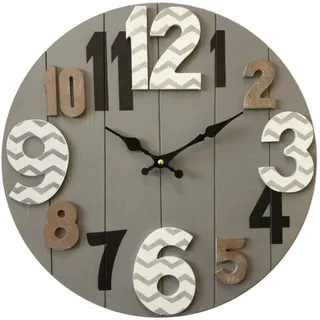 Mobili Rebecca Wanduhr Grau 5/40/40 cm , Holzwerkstoff , Rund , 5x40x40 cm , Dekoration, Uhren, Wanduhren
