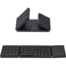 Mcbazel Faltbare kabellose Tastatur mit Touchpad für Tablet/Handy/PC, tragbare Tastatur, kabellos, wiederaufladbar, unterstützt mehrere Geräte/iOS/Android/MacOS/Windows, Schwarz