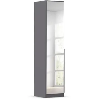 Rauch Möbel Alabama, Kleiderschrank für Schlafzimmer, Kinderzimmer, Wohnzimmer, Garderobe, Flur, 1-türig, Spiegel, mit Zubehör Basic, Farbe Grau metallic, Schwarz, Breite 47 cm