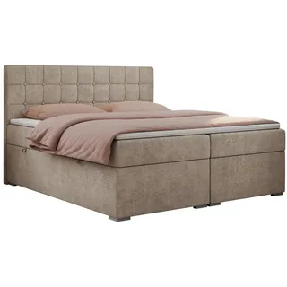 MKS Boxbett Carmen 120/200 Beige Struktur - H4 , Textil , H4 , Rechteckig , 120x200 cm , Schlafzimmer, Betten, Boxspringbetten