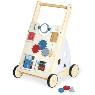 Pinolino Kinderträume Activity-Lauflernwagen Titus, grau, mit diversen Spielmöglichkeiten, gummierten Holzrädern, Linde und MDF, klar und bunt lackiert