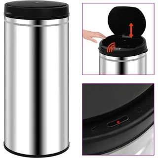 The Living Store Automatischer Sensor-Mülleimer 80 L Edelstahl - Silber