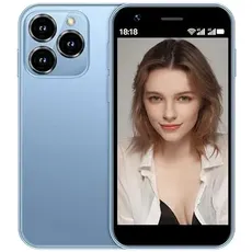 Hipipooo Mini-Smartphone, entsperrt, 4G-Handy, 3,0 Zoll, Dual-SIM, 2000 mAh Akku, 2 MP + 5 MP Kamera, Android 10.0 Quad-Core-Backup-Telefon(Blau,2G+16G)