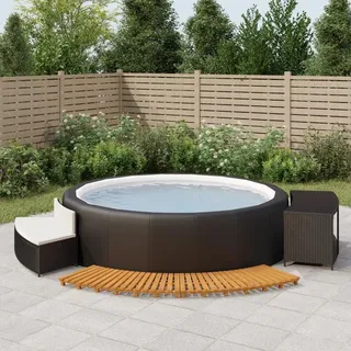 Whirlpool Umrandung - Outdoor Spa Rahmen mit Bank, Kissen, Regal und Stufen - Kunststoff - Wetterfest - Für Garten Whirlpool - Armeegrün - Grün