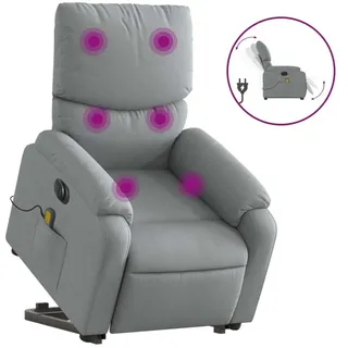 vidaXL Elektrischer Massagesessel mit Aufstehhilfe Hellgrau Stoff - Grau