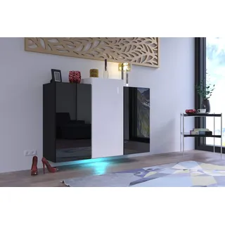 Furnitech K5 Modernes Wohnzimmer, Kommode, Schrank, Sideboard, Schlafzimmer, Esszimmer, Wohnzimmermöbel (LED RGB 16 Farben, K5-18HG-BW4)