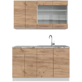 Vicco Singleküche Fame-Line Goldkraft Eiche/Weiß 140 cm ohne Ap , Holzwerkstoff , Küchenblock,Rechteckig , 140x81.6x46 cm , Küchen, Küchenzeilen & Küchenblöcke, Küchenzeilen, Küchenzeilen ohne Geräte