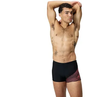 Speedo Medley Logo Badehose Boxer - Black / Coral Sands - UK 36