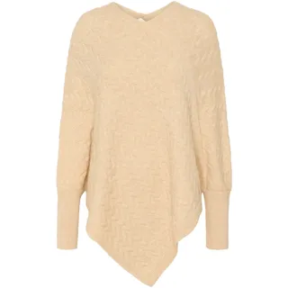 Strickponcho KAFFE "Poncho KAvinnie", Damen, beige (sand dollar melange), Obermaterial: 42% Polyacryl PAN. 30% Polyester PES. 28% Polyamid PA., Pullover Strickponcho