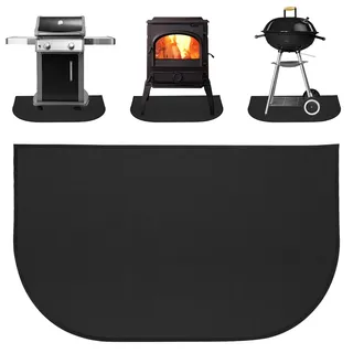 Feuerfeste Kaminmatte, 80x50cm Feuerfeste Unterlage, Funkenschutzplatte für Kaminofen, Feuerschutzmatte, Kaminbodenplatte Halbrund, Feuerfeste Matte Zum Schutz Sie Ihre Böden vor Funken und Kiebern