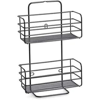 Zeller 18779 Regal, Metall, schwarz, ca. 25 x 9 x 38 cm, Hängeregal, Duschablage, Montage ohne Bohren