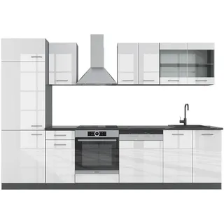 Vicco Küchenzeile R-Line 300 cm Weiß Hochglanz