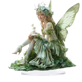 LMJOPYQ 2D Elfen Figuren, Feen Garten Dekoration, Garten Deko Draußen Figuren, Grüne Engelsfigur, 24 x 25 cm Acryl Standfigur