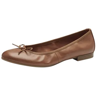 TAMARIS Damen Ballerina Leder flach, braun, 42 EU