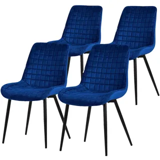 ML-Design Esszimmerstuhl Samt Dunkelblau 4er Set