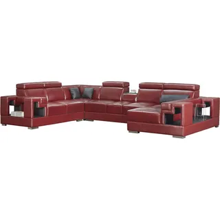 Wohnlandschaft Eckcouch Eckgarnitur Sofa Polster Eckcouch Couch Couchtisch Neu - Rot