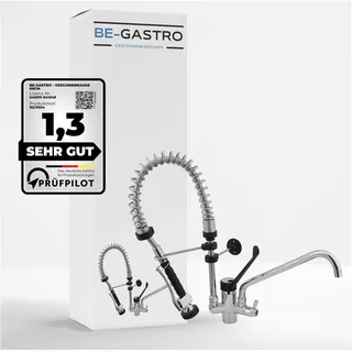 BE-GASTRO® I Profi Gastro Geschirrbrause „Premium“ inkl. Wasserhahn, Mischbatterie & ergonomischem Langhebelgriff I Gastrobrause mit Zubehör (60cm)